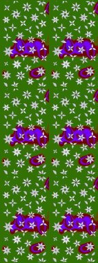 Tekstil, kumaş, kapaklar, duvar kağıtları, baskı, naylon, koleksiyon defteri, örgü, dekupaj için güzel bir eskiz. Millefleur 'lar. Küçük yeşil ve nötr çiçeklerle oldukça eski bir besin torbası deseni.