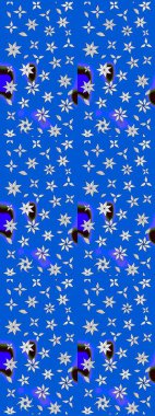 Raster illüstrasyonundaki çiçek desenli çizim. Suluboya tarzında mavi ve nötr renkte çiçekler.