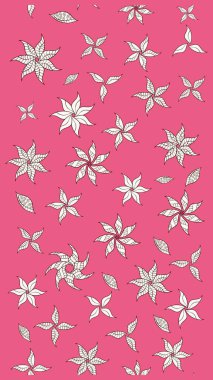 Raster illüstrasyonu. 3D çiçekler, eskiz. Pembe ve nötr renklerde.