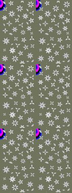 Yeşil ve beyaz renkli çiçekler. Raster illüstrasyonunda çiçek deseni çizimi.