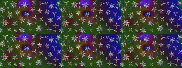 Çiçekli yumuşak bir eskiz şekli. Yumuşak, bahar çiçekleri yeşil ve mavi renklerde. Raster çiçekleri klasik tarzda çizilmiş. Raster illüstrasyonu.