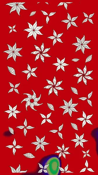 Küçük çiçekteki sevimli çiçek deseni. Bir sürü kırmızı ve nötr soyut çiçekli tropik eskiz deseni. Renkli ve nötr raster çizimi.