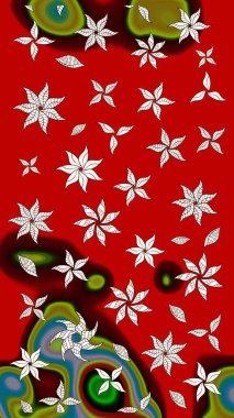 Çiçek. Taslak dekoratif arka plan, çiçek mandala. Kırmızı ve kahverengi renklerde. Raster illüstrasyonu.