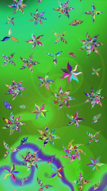 Suluboya, elle çizilmiş. Eskiz arkaplan modeli. Vadinin yeşil ve mavi renkli çiçekleri. Raster - stok.