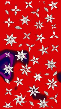 Kırmızı ve nötr renklerde çiçekler. Renkli Bahar Teması eskiz kalıbı. Düz Çiçek Elementleri Tasarımı. Sevimli çiçek raster deseni.