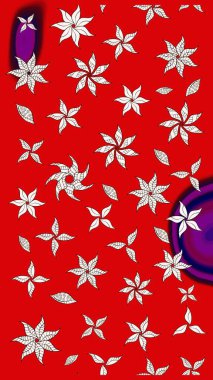 Kırmızı ve nötr kıvırcık çiçekler kırmızı ve nötr renklerde şekillenir. Klasik çiçek tasarımı elementleri. Raster illüstrasyonu.