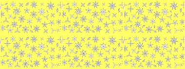 El çizimi. Raster illüstrasyonu. Çiçekli, yapraklı, çiçek desenli çizim..