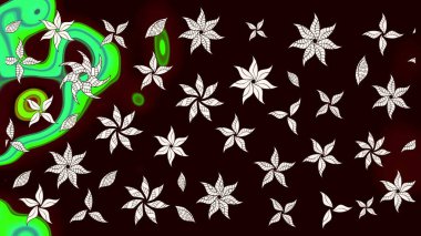 Siyah ve kahverengi renkte çiçekler. Raster illüstrasyonunda çiçek deseni çizimi.