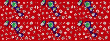 Raster illüstrasyonundaki çiçek desenli çizim. Suluboya tarzında kırmızı ve nötr renkte çiçekler.