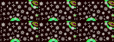 Raster illüstrasyonu. Siyah ve nötr renklerde çiçekler. Tropikal çizim çiçek deseni.