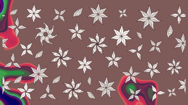 Kahverengi ve nötr renklerde çiçekler. Raster illüstrasyonunda çiçek deseni çizimi.