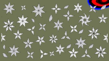 El çizimi çiçek çizimi deseni (fayans). Tekstil için suluboya eskiz deseni. Şirin çiçekleri, desenleri, yeşil ve beyaz renkleri olan renkli çizim deseni.