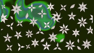 Hediye ambalaj kağıdı, tebrik kartları, posterler ve pankart tasarımı. Gri ve yeşil renkli çiçekler. Raster düz çiçek çizim deseni.