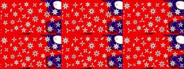 Düz Çiçek Elementleri Tasarımı. Raster illüstrasyonundaki çiçek desenli çizim. Süslü kumaş deseni. Renkli Bahar Teması çizim şablonu.