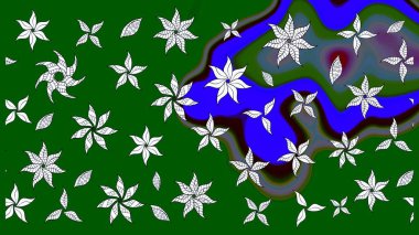 Düz Çiçek Elementleri Tasarımı. Güzel çiçek deseni. Yeşil ve mavi renkte çiçekler. Renkli Bahar Teması çizim şablonu.