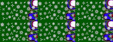 Süslü kumaş deseni. Raster illüstrasyonundaki çiçek desenli çizim. Renkli Bahar Teması eskiz kalıbı. Düz Çiçek Elementleri Tasarımı.