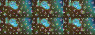 Klasik çiçekler. Yaz çiçekleri teması. Suluboya resim taklit Raster çizimi. Yeşil ve kahverengi renkler. El çizimi soyut süslü elementler.