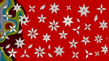 Çiçekli zambakların eskiz geçmişi. Çiçek tasarımı için inanılmaz bir kolaj cenneti tarzı. Parlak çiçekli kolaj çiçekleri kırmızı ve nötr.