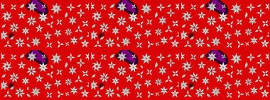 Kırmızı ve nötr renklerde çiçekler. Raster illüstrasyonu. El çizimi çiçekli soyut çizim deseni.