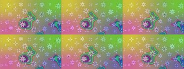 Yeşil ve nötr renklerde çiçekler. Raster illüstrasyonu. Çizim çiçek deseni duvar kağıdı için kullanılabilir.