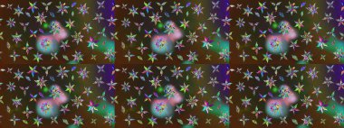 Kahverengi ve yeşil renkli şirin tekstil. Çiçek arkaplan. Çiçek duvar kâğıdı. Renkli çizim kalıbı. Raster illüstrasyonu.