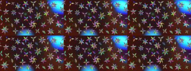 Kahverengi ve mavi renkli çiçekler. Düz Çiçek Elementleri Tasarımı. Sevimli çiçek raster deseni. Renkli Bahar Teması çizim şablonu.