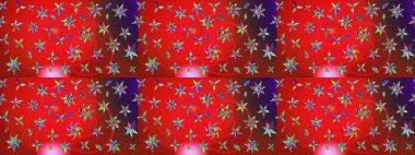 Kırmızı ve kahverengi renkte çiçekler. Yumuşak, bahar çiçekli arka plan. Raster çiçek desenli ve çiçekli..