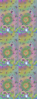 Raster Hip kumaş deseni. Eskiz Vintage Çiçek Deseni.