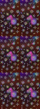 Kahverengi ve mor renkli çiçekler. Raster illüstrasyonunda çiçek deseni çizimi.