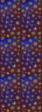 Raster illüstrasyonu. Menekşe ve mor renkli Asya tekstili. Çiçek desenini çiz.