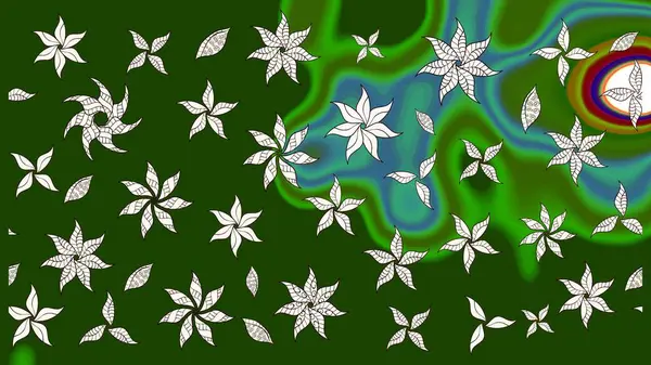 Yeşil ve nötr renklerde güzel bir tekstil. Raster illüstrasyonu. Suluboya çiçekli çiçek deseni.