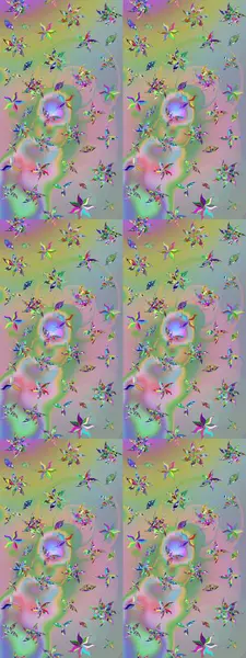 Raster Çiçek İllüstrasyonu güzel tekstil. Tarafsız ve yeşil renklerdeki etnik çiçeklerle zarif bir eskiz deseni..