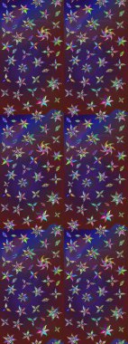 Mor ve mor renkli bitkilerden oluşan parlak çiçekli çizim deseni.