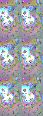 Şirin çiçekli, desenli, nötr ve mavi renklerde renkli çizimler. El çizimi çiçek çizimi deseni (fayans). Tekstil için suluboya çizim deseni.