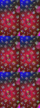 Hediye ambalaj kağıdı, tebrik kartları, posterler ve pankart tasarımı. Kırmızı ve kahverengi renkte çiçekler. Raster düz çiçek çizim deseni.