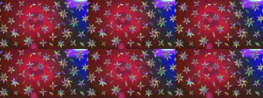 Yumuşak, bahar çiçekli arka plan. Çiçekli karalama şeklinde Raster çiçek deseni. Kırmızı ve kahverengi renkte çiçekler.