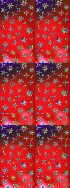 Çiçek deseni. Raster illüstrasyonu. Kırmızı ve kahverengi renkte çiçek çizimi. Kırmızı ve kahverengi renkte çiçekler. Şatafatlı bahar bahçesi dokusu.