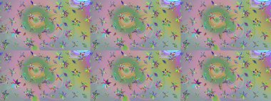 Düz Çiçek Elementleri Tasarımı. Çiçekli çiçek deseni, suluboya. Tarafsız ve yeşil renklerde çiçekler. Raster illüstrasyonu. Renkli Bahar Teması çizim şablonu.