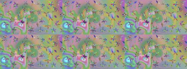 Şirin çiçekler. Raster Moda kumaş deseni. Çizgi çizimi deseni.