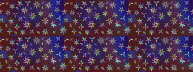 Tekrarlayan çiçek arkaplanı, zarif menekşe ve mor çiçek duvar kağıdı. Mor ve mor renkler üzerine çiçek desenli eskiz, el yapımı papatyalar, papatyalar..