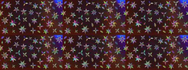 Güzel kumaş deseni. Raster suluboya çiçek deseni, narin çiçekler, kahverengi ve mor çiçekler, tebrik kartı şablonu..