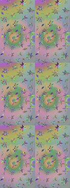 Raster Illustrasyon 'daki Çiçek Deseni' nin son moda çizimi. Tarafsız ve yeşil renklerde çiçekler. Düz Çiçek Elementleri Tasarımı. Renkli Yaz Teması çizim şablonu.