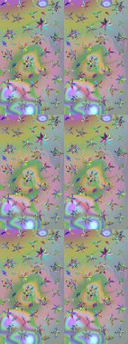 Raster deseni. Ağaç dallı bahar çiçekleri ile desen, nötr ve yeşil renkler ile çiçek silueti.