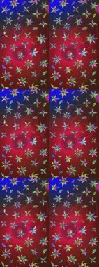 Kırmızı ve kahverengi renkte çiçekler. Raster illüstrasyonunda çiçek deseni çizimi.