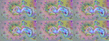 Raster illüstrasyonu. Küçük çiçekli şirin bir desen. Çiçek ve yapraklı çiçek deseni.