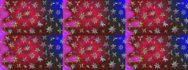 Süslü kumaş deseni. Raster illüstrasyonundaki çiçek desenli çizim. Düz Çiçek Elementleri Tasarımı. Renkli Bahar Teması çizim şablonu.