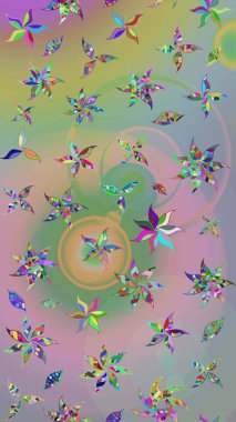 Düz Çiçek Elementleri Tasarımı. Raster illüstrasyonundaki çiçek desenli çizim. Süslü kumaş deseni. Renkli Bahar Teması çizim şablonu.