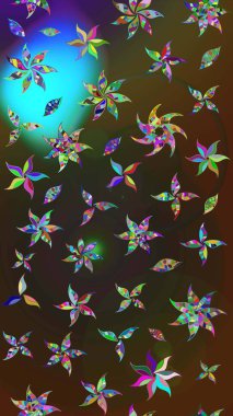 Kahverengi ve gri renklere karalamalar çizilmiş çiçek deseni. Raster illüstrasyonu.