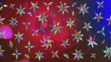 Raster çiçek desenli çiçek deseni, yapraklar, dekoratif elementler, sıçrama, lekeler, el çizimi kontur çizgileri ve Doodle çizim stili, grafik raster çizim çizimi.