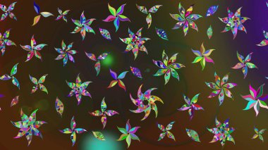 Raster illüstrasyonu. Çiçek buketleriyle klasik bir eskiz şekli. Kahverengi ve gri renklerde.